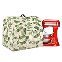 Talayituse Green Leaf Print Kitchen Mixer Cover, Dustproof Kitchen Mixer Cover with Top Handle and Front Pockets, Waterproof Stand Mixer Cover for Mixer Coffee Maker Bread Machine, Small