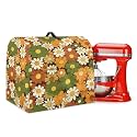 Talayituse Hippie Daisy Print Stand Mixer Dust Proof Cover with Drawstring, Washable Kitchen Mixer Accessories with Pockets and Handle, Fits for Bowl Lift 6-8 Quart, Large