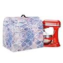 Talayituse Mermaid Scale Print Stand Mixer Cover with Top Handle, Waterproof Mixer Cover with Storage Pockets, Reusable Small Appliance Covers Kitchen Dust Cover for Aid Mixer, Small