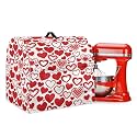 Talayituse Red Heart Print Stand Mixer Cover Compatible with Kitchen Aid 6-8 Quart Bowl Lift Model, Dust Cover with Handle for Coffee Maker, Valentine's Day Decor, Large