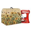 Talayituse Retro Sunflower Butterfly Print Mixer Cover for Kitchen Aid Tilt Head Artisan 6-8 Qt Stand Mixer Protective Covers with Storage Pocket, Mixer Organizer Accessories with Handle, Large