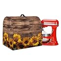 Talayituse Sunflower Wood Print Stand Mixer Covers Kitchen Aid Mixer Cover Dust Cover with Pockets and Handle, Washable Mixer Covers Small Appliance Cover Kitchen Accessories, Large