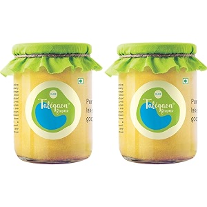 talegaon farms premium cow ghee - 1l 500ml x 2  pure desi ghee  traditional amp cultured  vedic bilona method  natural lactose-free amp gluten-free  fresh healthy amp lab tested  glass jars pack of 2
