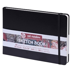 talens royal art creation hardcover sketchbook 80 sheets 140gsm acid free black 15x21 cm