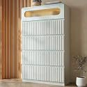 Tall Fluted 5 Drawer Dresser with LED Ambient Lights for Bedroom