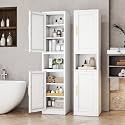 Tall Metal Narrow Bathroom Storage Cabinet 67" H, Tall White Pantry Cabinets with 4 Adjustable Shelves and 2 Doors for Kitchen, Home Office, Living Room, Dining Room(16 inches Wide)