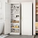 Tall Metal Narrow Bathroom Storage Locker Cabinet 67" H, White Kitchen Pantry Cabinets,File Cabinet Organizer with 5 Adjustable Shelves and Lockable Doors for Kitchen Home Office Living Dining Room