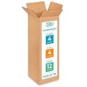 Tall Moving &amp; Shipping Boxes 4x4x12 inches (10-Pack) - Extra Strength 200 lb vs Regular - Corrugated Moving Boxes for USPS/UPS/FEDEX - Cardboard Box - Eco Shipping Box by IDL Packaging