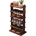 Tall Narrow Oak Shoe Rack 5/6/7 Tier, Space Saving Corner Shoe Organizer, Entryway Hallway Garage Shoe Storage Shelf for Small Spaces (6tier, 52cm)
