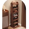 Tall Narrow Oak Shoe Rack 5/6/7 Tier, Space Saving Corner Shoe Organizer, Entryway Hallway Garage Shoe Storage Shelf for Small Spaces (7tier, 30cm)