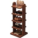 Tall Narrow Oak Shoe Rack 5/6/7 Tier, Space Saving Corner Shoe Organizer, Entryway Hallway Garage Shoe Storage Shelf for Small Spaces (5tier, 30cm)