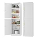 Tall Narrow Slim Metal Storage Cabinet with Lock and 5 Adjustable Shelves,Steel File Cabinets,Kitchen Pantry Cabinet Locker Organizer - 67" Storage Cabinets for Bathroom,Bedroom,Office