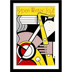 tallenge - aspen winter jazz - roy lichtenstein - modern pop art poster painting - large poster framed paper18x24 inches multicolour