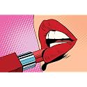 Tallenge - Girl Paints Lips with Red Lipstick Pop Art Poster - Large Poster(Paper,22 x 30 inches, MultiColour)