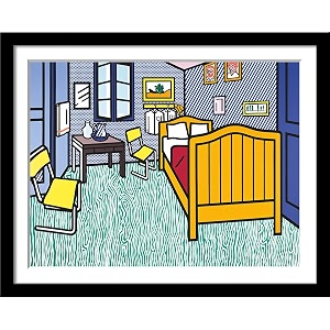 tallenge - bedroom at arles - roy lichtenstein - modern pop art painting - large poster framed paper18x24 inches multicolour