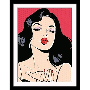 tallenge - flying kiss - pop art painting poster - small framed posterpaper12 x 17 inches multicolour