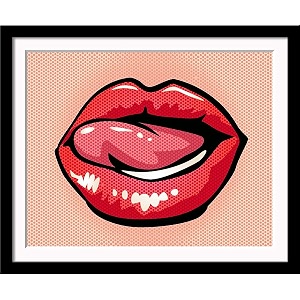 tallenge - lips of woman pop art poster - small framed posterpaper12 x 17 inches multicolour