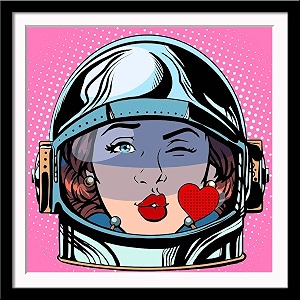 tallenge - pop art - space girl poster - small framed posterpaper12 x 12 inches multicolour