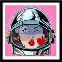 Tallenge - Pop Art - Space Girl Poster - Small Framed Poster(Paper,12 x 12 inches, MultiColour)