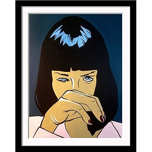 tallenge - pulp fiction - uma thurman mia wallace - quentin tarantino hollywood movie pop art poster - small framed posterpaper12 x 17 inches multicolour