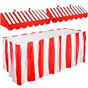 Tallew 3 Pcs Circus Awning 3D Cardboard Stripe Table Skirt, Red White
