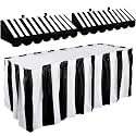 Tallew 3 Pcs Circus Awning 3D Cardboard Stripe Table Skirt, Black White