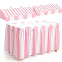 Tallew 3 Pcs Circus Awning 3D Cardboard Stripe Table Skirt, Pink White