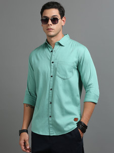 tallwalker Men Solid Casual Light Green Shirt