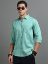 tallwalker Men Solid Casual Light Green Shirt