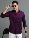 tallwalker Men Solid Casual Purple Shirt
