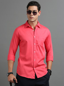 tallwalker Men Solid Casual Red Shirt