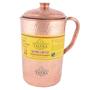 taluka copper hammer jug pitcher with brass handle 2000 ml 434 x 934 brown pack of 1 2000 ml