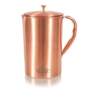 taluka copper jug pitcher with brass knob 1500 ml serving storage water good health benefits