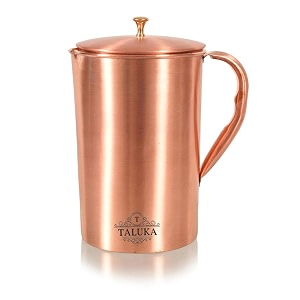 taluka plain matt copper jug pitcher with brass knob 1500 ml drinkware storage serving water gifting ayurveda yoga