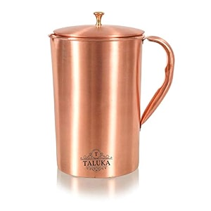 taluka plain matt copper jug pitcher with brass knob 1500 ml drinkware storage serving water gifting ayurveda yoga