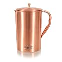Taluka Plain Matt Copper Jug Pitcher with Brass Knob 1500 ML Drinkware Storage Serving Water Gifting Ayurveda Yoga