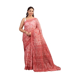 TAMAIRA FASHION White Mulmul Pure Cotton Saree
