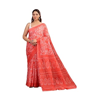 TAMAIRA FASHION White Mulmul Pure Cotton Saree