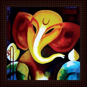 tamatina 39ganesh religious39 wooden texture framed painting - size 12 inch x 12 inch 30x30 cms