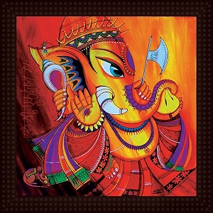 tamatina 39ganesh religious39 wooden texture framed painting - size 12 inch x 12 inch 30x30 cms