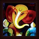Tamatina 'Ganesh Religious' Wooden Texture Framed Painting - Size 12 inch x 12 inch (30x30 Cms)
