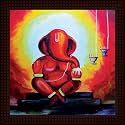 Tamatina 'Ganesh Religious' Wooden Texture Framed Painting - Size 12 inch x 12 inch (30x30 Cms)