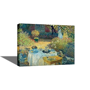 tamatina claud monet art framed canvas gallery wrap framed paintings  the lunch  home decorative gift item  frame size - 24x18 inchest98