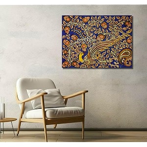 tamatina framed canvas gallery wrap framed painting  the golden peacock  home decorative gift item frame size - 24x18 inchesj130