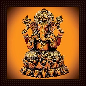 tamatina hd quality ganesha framed painting  wooden texture frame - import quality uv paper paintings for living room diwaligifts - size 12 inch x 12 inch 30x30 cms