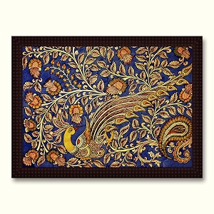 tamatina traditional wooden texture framed canvas painting  the golden peacock  home decorationoffice decorationgift itemframe size - 155 x 115 inchesj131