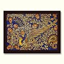 Tamatina Traditional Wooden Texture Framed Canvas Painting | The Golden Peacock | Home Decoration|Office Decoration|Gift Item|Frame Size - 15.5 X 11.5 Inches.j131