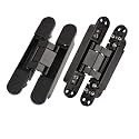 TamBee Hidden Door Hinge Invisible Hinges - Black, 3 Way Adjustable, Zinc Alloy, Concealed, for Secret Doors, Hidden Door and Bookcase Doors 7 Inch (2 Hinges)