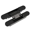TamBee Hidden Hinges Concealed Door Hinge - Black, Zinc Alloy, Invisible, 3 Way Adjustable for Hidden Door, Bookcase Door and Secret Doors 6 Inch (1 Hinge)