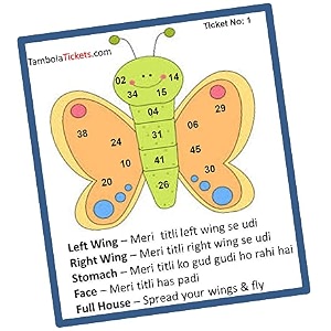butterfly theme bingo housie tambola tickets printed on hard sheet big size tickets 64 cards